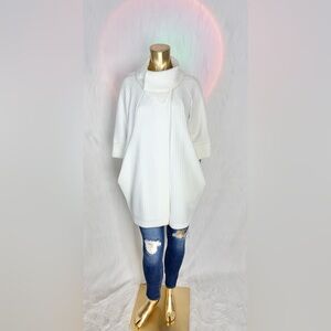 Joseph Ribkoff White Waffle Knit Cowl Neck Jacket - Style 163454 - Size 6